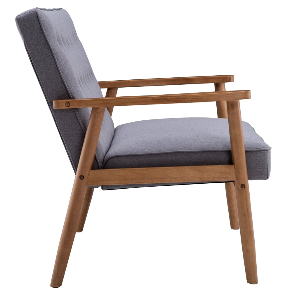Lowestbest Retro Wood Double Sofa Chair, Leisure Chair, Light Gray