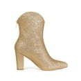 thumbnail image 3 of BLISSFUL STEP Women's Glitter V Shape Pointy Toe Back Zipper Block Heels Mid Calf Boots, 3 of 8