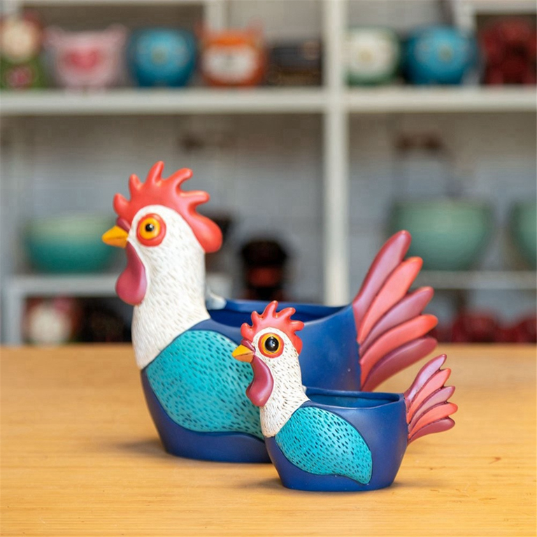 Chicken Planter Rooster Flower Pot Resin Hen Planter Ornament for