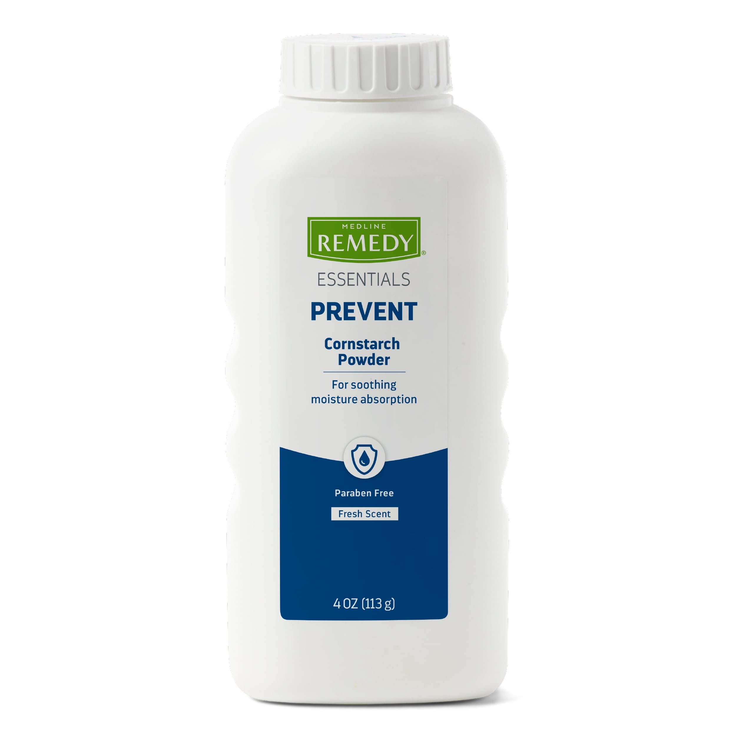 Medline Remedy Essentials Cornstarch Powder, Fresh Scent (4 oz Bottle), 36 Count, Absorbs Sweat, Soothes, Reduces Friction & Chafing