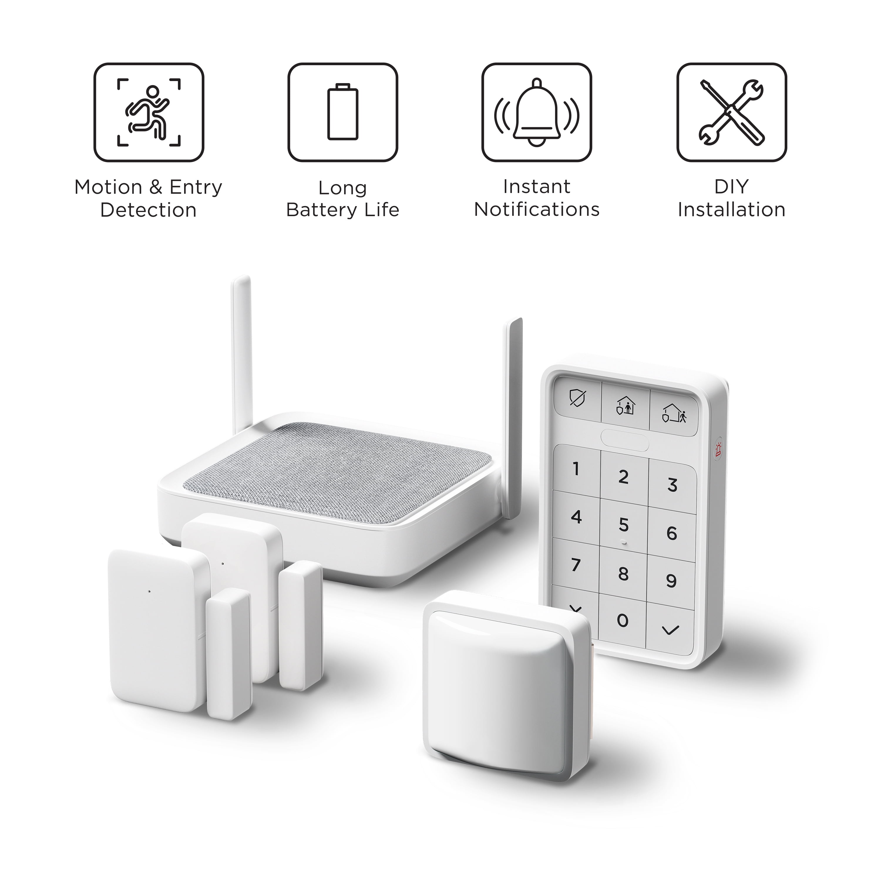 Roku Smart Home 5-Piece Home Monitoring System Bundle Wi-Fi-Enabled Indoor Battery-Powered with Free Self-Monitoring