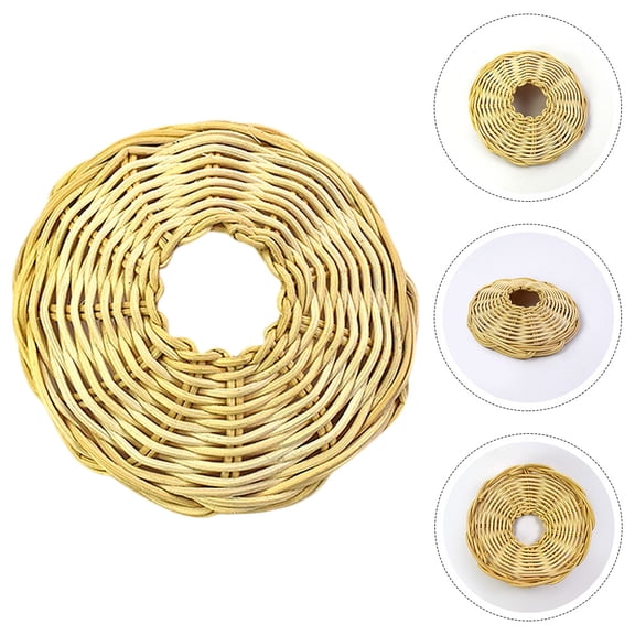 Tineasur Yellow Rattan Woven Lampshade Pendant Light Cover for Home Ceiling Lighting Fixture