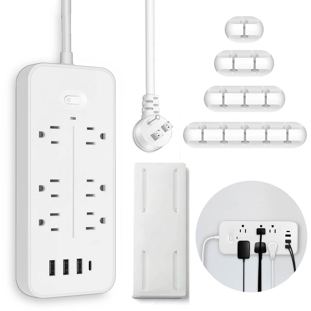 Power Strip, 6 AC Power Outlets, 3 USB A Ports, 1 USB C Charger