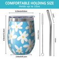 thumbnail image 5 of 12oz Stemless Wine Tumblers Blue Daisy Flower Pattern Vacuum Insulated Stainless Steel Travel Tumbler Cups Mug with Lid and Straw for Champaign,Cocktail,Beer with Cleaning Brush, 5 of 5