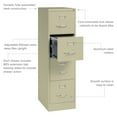 thumbnail image 4 of Hirsh 22" Deep 4 Drawer Letter Width Vertical File Cabinet, Commercial Grade, Putty, 4 of 17