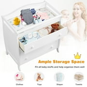 Costway 3 Drawer Baby Changing Table Infant Diaper Changing Station Wood with Safety Belt White
