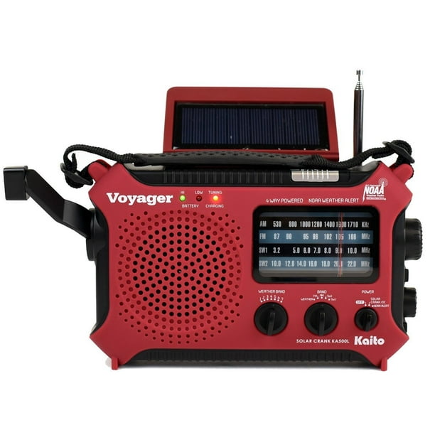 Katio KA500L AM FM Shortwave Dynamo Solar Crank Emergency Weather Radio Red