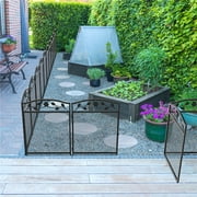 5pcs Panel Metal Garden Fence Tall Pet Dog Playpens Edging Fencing with Lockable Gate, 23.6x43.3inch