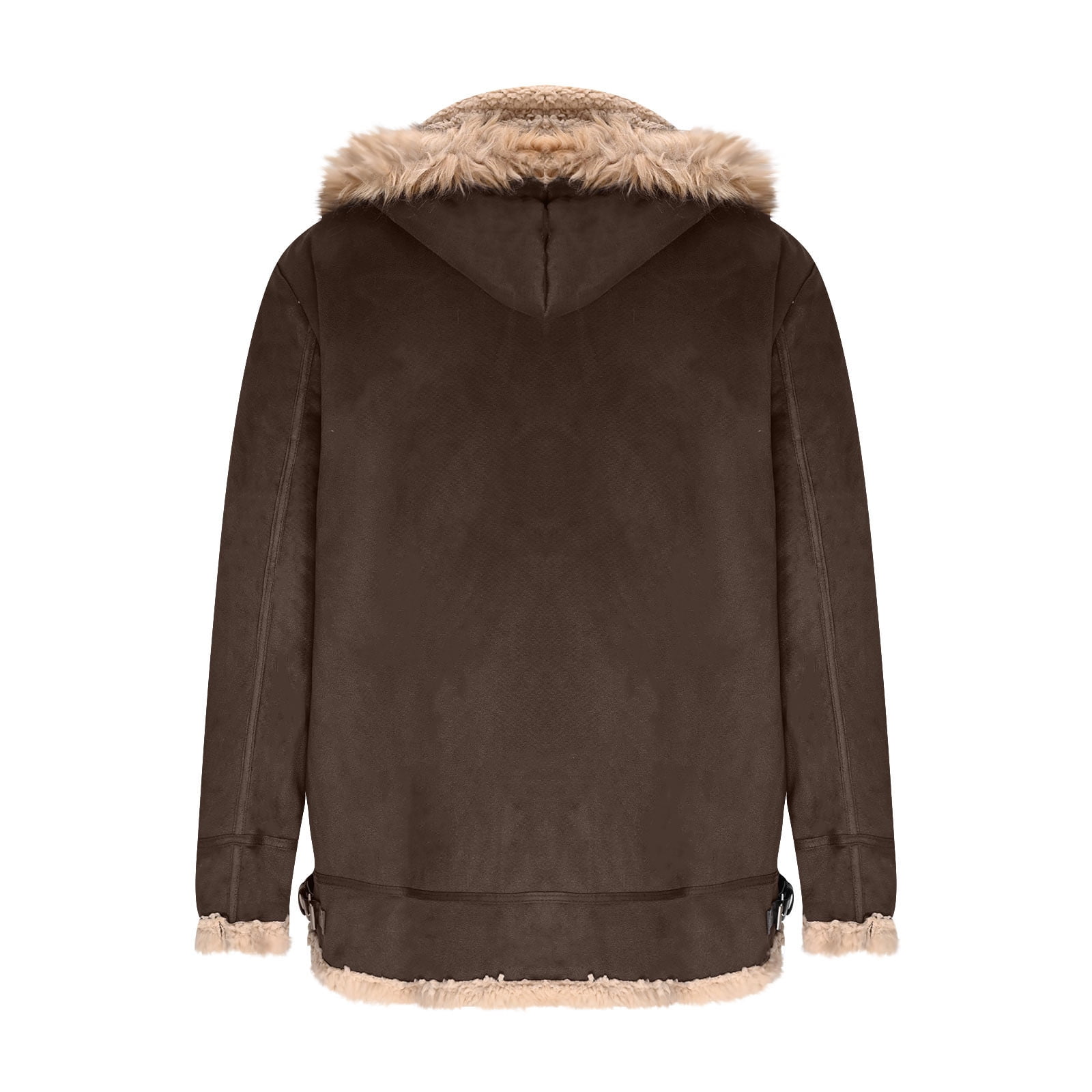 UQJfacai Mens Faux Suede Leather Jacket Sherpa Lined Collared Trucker Cargo Coat Winter Warm Thick Casual Outerwear with Pockets