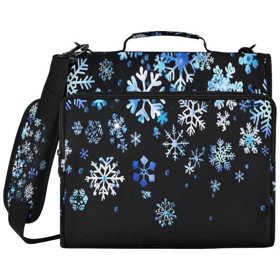 ALAZA Zipper Binder Blue Snowflake Pattern 2 inch 3 Ring 500 Sheet Capacity Trapper Keeper File Folder Organizer Bag