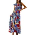 thumbnail image 2 of FcBaudy Robe Sans Manches à Col Rond, Robes d'Été pour Femmes, Robes pour Femmes Mode Robe Bohème d'Été pour Femmes Épaule Sans Manches Robe à Taille Élastique Robe Maxi de Plage Robe à Épaule Fluide Robe pour Femme, 2 of 9
