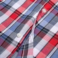 thumbnail image 6 of Bienzoe Boy's Cotton Plaid Button Down Short Sleeve Shirt Red/Blue 13/14, 6 of 10