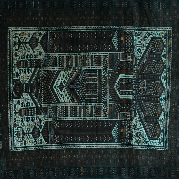 Ahgly Company Indoor Square Persian Light Blue Traditional Area Rugs, 7' Square