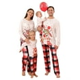 thumbnail image 1 of KelaJuan Family Matching Christmas Pajamas Sets, Long Sleeve Elk Print Tops + Plaid Pants, 1 of 8