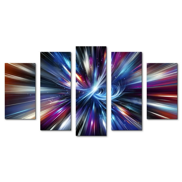 Cuadro decorativo para sala recamara Abstracto Velocidad de la Luz Espacio elegante moderno minimalista Set de 5 piezas Cuadros Abigail