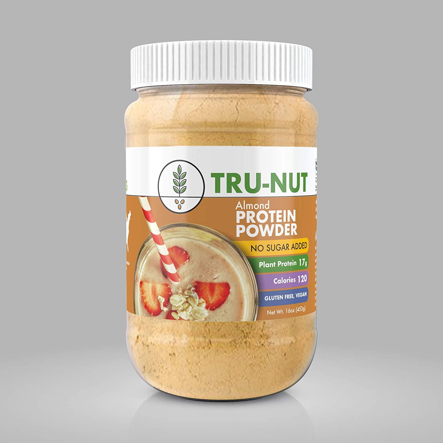 TruNut Almond Protein Powder (15 Servings, 16oz Jar) 17g Plant
