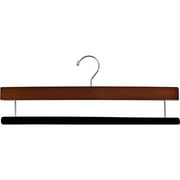 Extra Long Wooden Pants Hanger with Walnut Finish and Velvet Non Slip Velvet Bar (Box of 10)