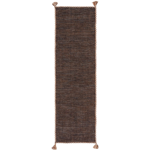 SAFAVIEH Montauk Bijar Solid Cotton Runner Rug, Brown/Black, 2'3" x 10'