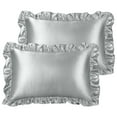 thumbnail image 1 of Unique Bargains Retro Satin Ruffle Pillowcases Envelope Closure 2pcs, 1 of 8