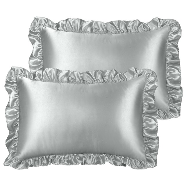 Unique Bargains Retro Satin Ruffle Pillowcases Envelope Closure 2pcs