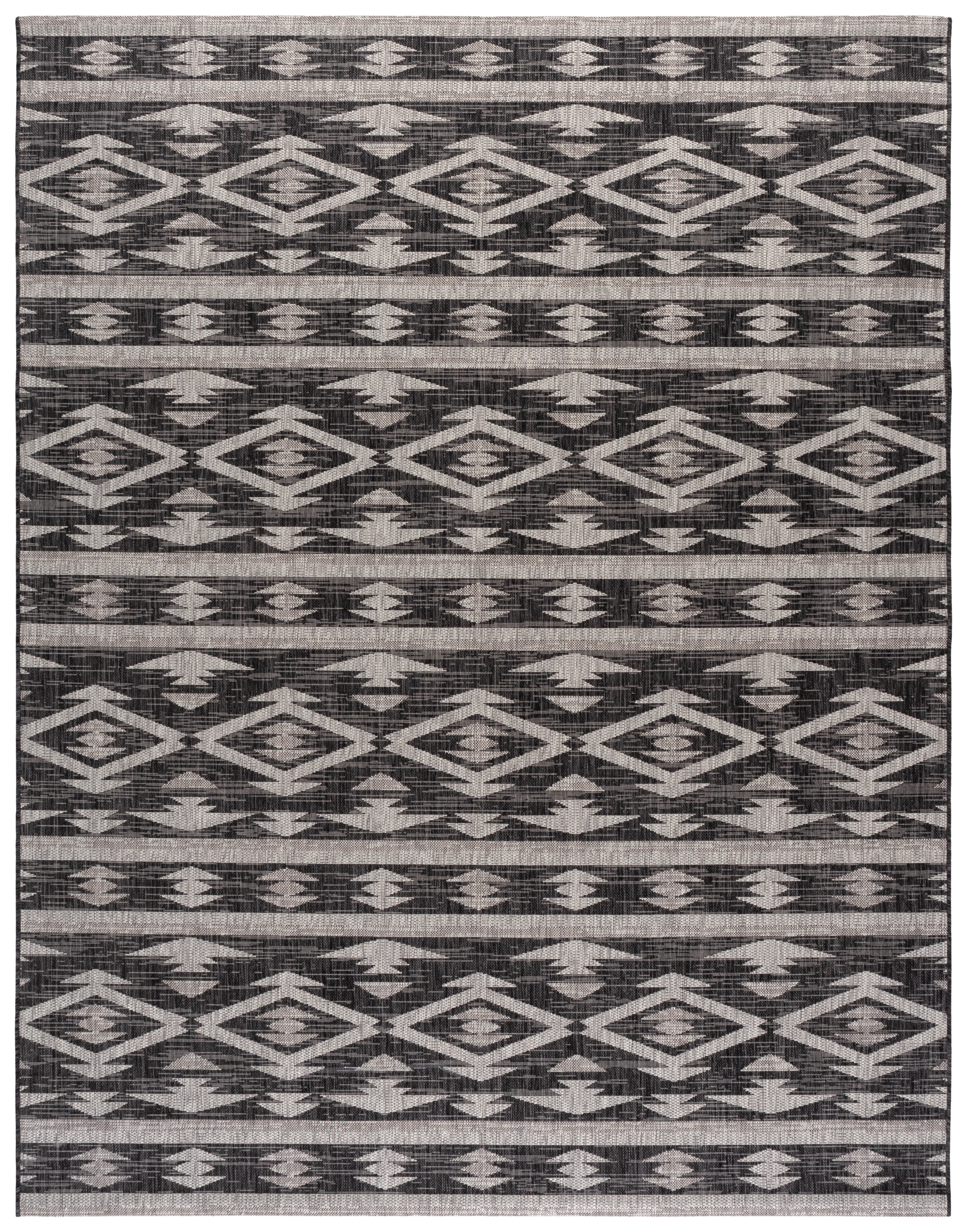 Safavieh Courtyard April Geometric Indoor/Outdoor Area Rug, Black/Gray, 8' x 11'