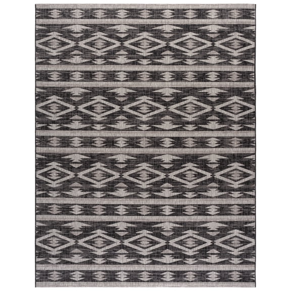 SAFAVIEH Courtyard April Geometric Indoor/Outdoor Area Rug, Black/Grey, 8' x 10'