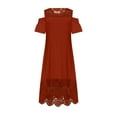 thumbnail image 3 of LSLJS Plus Size Women Sexy Ruffle Strapless Splicing Lace Splicing Short Sleeve Dresses, Plus Size Dress, 3 of 7