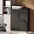 thumbnail image 2 of LEDREM Metal Storage Cabinet with Lockable Doors and Adjustable Shelves,Garage,Office&Utility Organizer,Rust-Resistant Steel,Black, 2 of 5