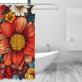 thumbnail image 2 of Shower Curtain, Colorful Vintage Floral Pattern Waterproof Fabric Plastic Shower Curtain, Drying Fast Bathroom Curtain with 9 Buttonholes, Ruffle Shower Curtain 60x72in, 2 of 8