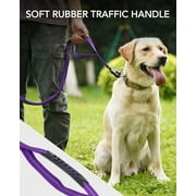 WAAYEEPAL Tactical Heavy-Duty Bungee Dog Leash with 2 Padded Handles and Car Seatbelt, 4-6 ft, Purple