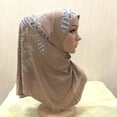 thumbnail image 3 of Neinkie Foulard Châle une Pièce pour Femmes, Hijab Musulman avec Appliqué en Dentelle et Strass, 3 of 7