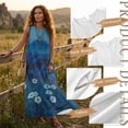 thumbnail image 6 of Xoenoiee Daisy Grass Mountain Print Women's Cotton Linen Maxi Dresses Round Neck Sleeveless Flowy Linen Long Dress with Pockets, Lightweight Summer Beach Vacation Outfits, L, 6 of 7