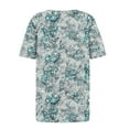 thumbnail image 4 of Zwiiyzr Women's Retro T-Shirt Crew Neck Short Sleeved Front Pleated Blouse D-Navy (M), 4 of 5