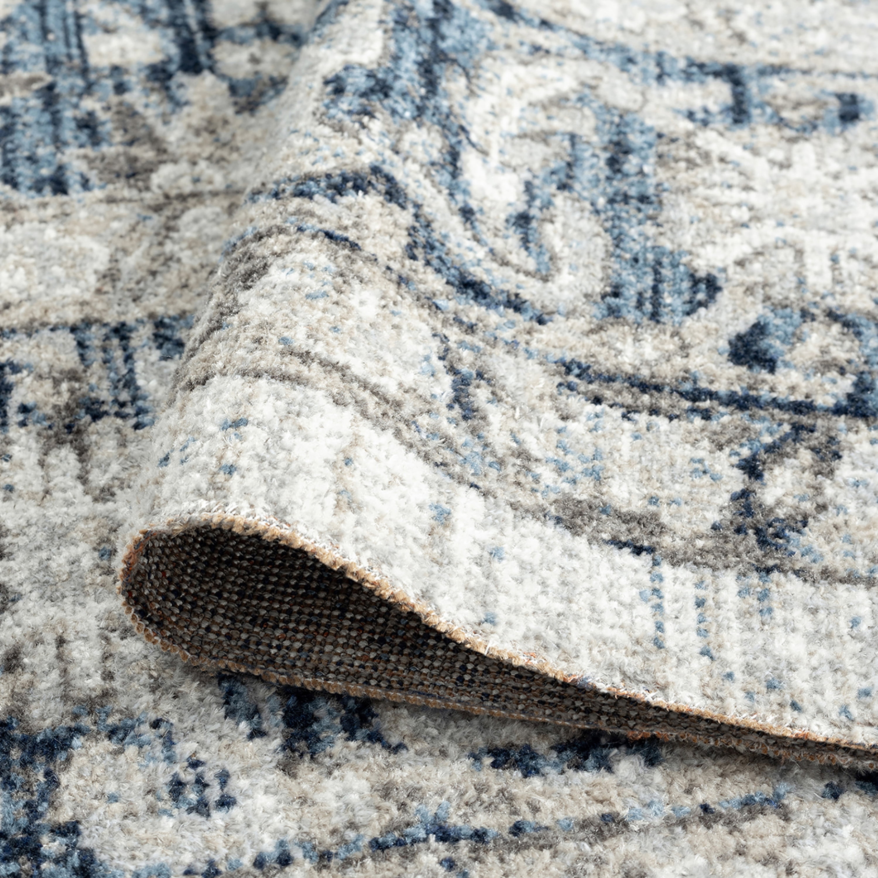 Traditional 9x12 Area Rug (8'9'' x 11'3'') Oriental Navy, Navy Living Room Easy to Clean