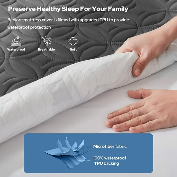 2 Pack Waterproof Mattress Protector, King Size with Deep Pocket 6-18" Fit, Soft Breathable Dirt-Proof Bed Cover for Home, Bedroom, Hotel (Gray)