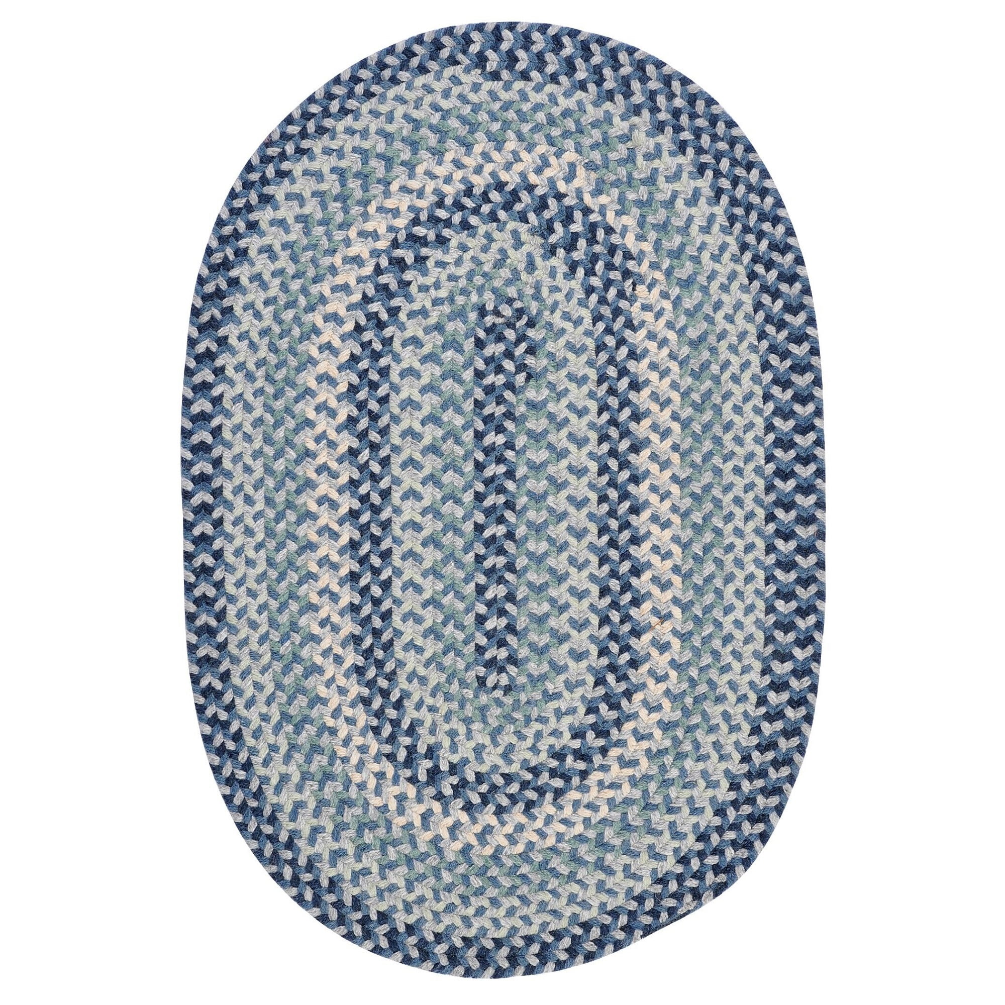9' x 12' Blue and White Oval Handmade Braided Area Throw Rug Walmart