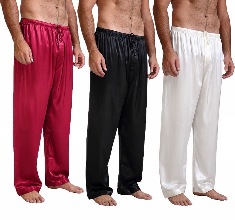 SUNSIOM Mens Silk Satin Pajamas Pyjamas Pants Sleep Bottoms Nightwear  Sleepwear Trousers