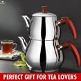 thumbnail image 6 of Hakan Stainless Steel 3.2 L Maxi Double Bondy Turkish Tea Pot Set with Self Strainer, Double Lids, 107 Oz, 6 of 10