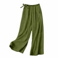 thumbnail image 2 of Seductiva Women Flowy Pants Women's Cotton Linen Pants Summer High Waisted Palazzo Pants Wide Leg Drawstring Elastic Waist Loose Comfy Trousers Beach Pants Loose Fit, 2 of 2