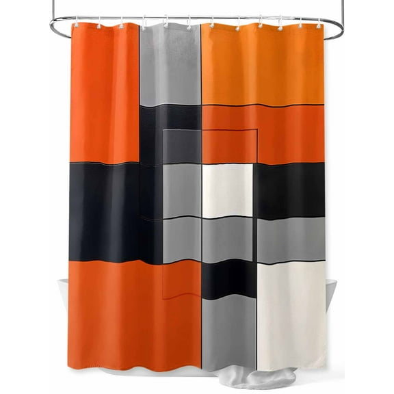 Fsddascl Burnt Orange Shower Curtain Set - Standard 72" x 72" Washable Bathtub Curtain with 12 Hooks, Geometric Abstract Art Aesthetic Waterproof Fabric Stall Shower Curtains for Bathroom/Bathtub