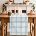 thumbnail image 2 of Blue Checkered Short Table Runner 60 Inches Long,Farmhouse Buffalo Plaid Watercolor Cotton Linen Table Runners Dresser Scarves,Fabric Tabletop Scarf Furniture Cover for Home Dinner Party 13"x60", 2 of 9