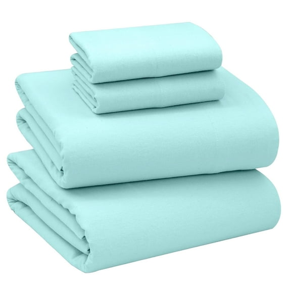 RUVANTI Flannel Sheets Full Size - 100% Cotton Brushed Flannel Bed Sheet Sets - Deep Pockets 16 Inches (fits up to 18") - All Seasons Breathable & Super Soft - Warm & Cozy - 4 Pcs - Aqua