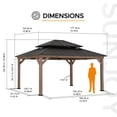 thumbnail image 3 of SUNJOY 13 x 15 ft. Wood Gazebo, Outdoor Patio Steel Hardtop Gazebo, Cedar Framed Wooden Gazebo with 2-Tier Metal Roof, Suitable for Patios, Lawn and Backyard, Dark Brown Roof + Dark Wood Frame, 3 of 10