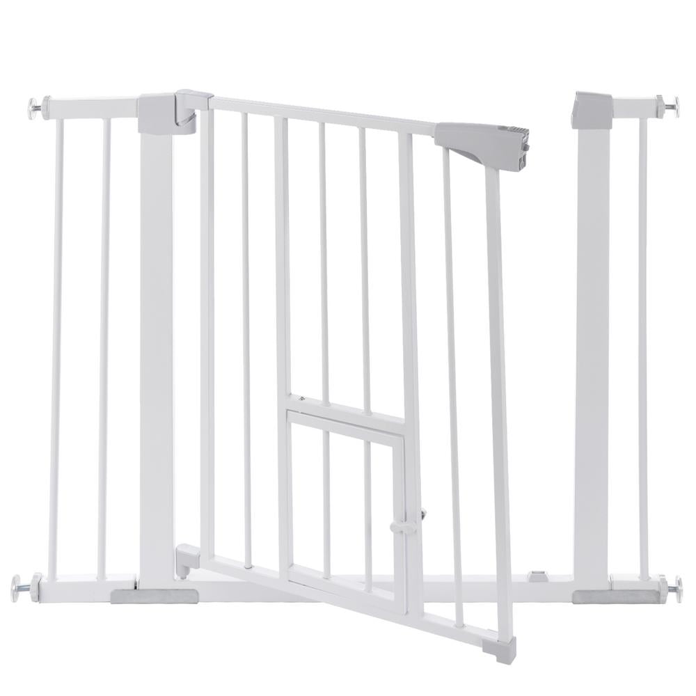 Children Stair Safety Gate Safe Metal Quick Close for Clamping Door Safety Gate Children Dogs Cats Barrier Gate Automatic 37-40.5 inch White No Drilling and Extension