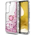 thumbnail image 2 of Compatible with Samsung Galaxy S24+ Plus Case with Tempered Glass Screen Protector, Ring Holder/Wrist Strap, Nagebee Glitter Liquid Floating Waterfall Cute Phone Cover (Rose Gold), 2 of 6
