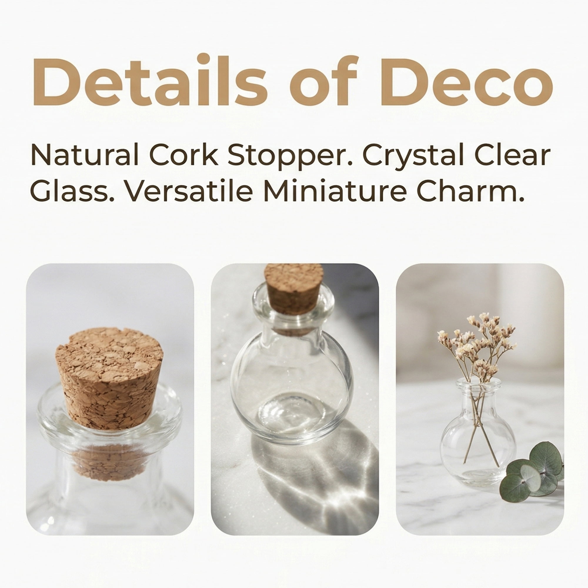 Unique Bargains 6Pcs Tiny Glass Bottles with Cork Stoppers Oval Shaped 0.8" x 0.8" x 1.2"