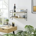 thumbnail image 4 of Danya B. Severini Floating Bracket Farmhouse Two-Tier Wall Shelf - Chestnut / Black, 4 of 11