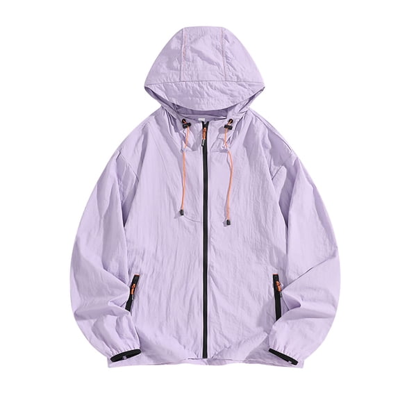 Maqroz Mens Sun Jacket UPF 50 Hoodie Full Zip UV Protection SPF Cooling Lightweight Hoodie with Pockets Summer Adjustable Quick Dry Athletic Track Jacket Hiking Fishing Outdoor Purple XXL