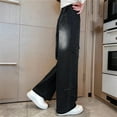 thumbnail image 4 of ZACPNCV Bow Jeans for Girls Cute Baggy Jeans Wide Leg Denim Pants High Waisted Trousers Kids Streetwear with Pockets Black 14-15 Years, 4 of 8