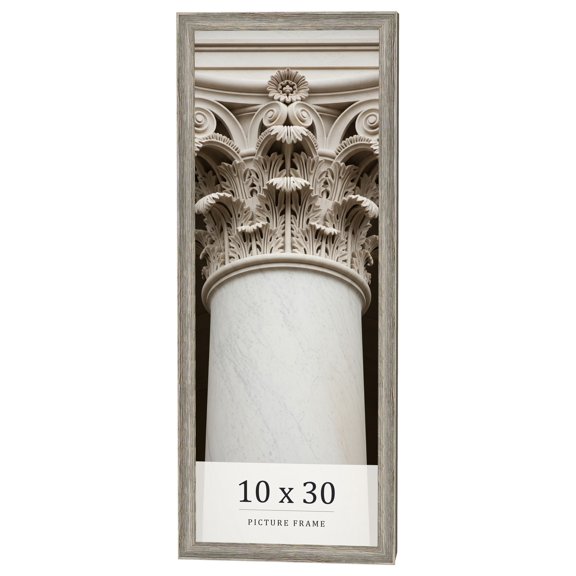 10x30 Frame Grey Solid Wood Picture Frame Width 1 Inches | Interior Frame Depth 0.5 Inches |